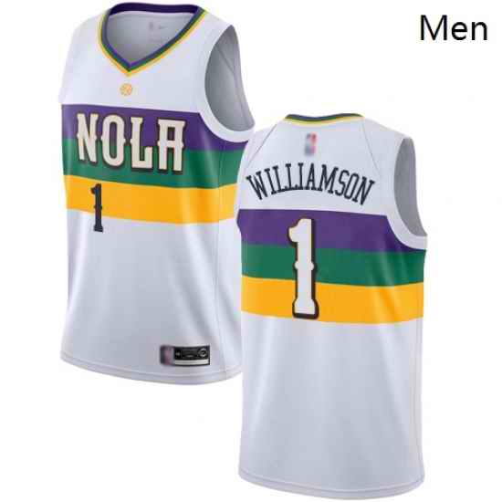 Pelicans #1 Zion Williamson White Basketball Swingman City Edition 2018 19 Jersey